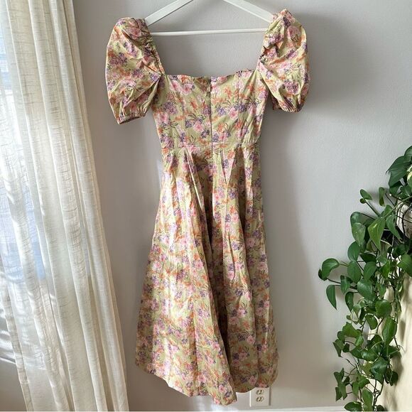 House Of CB 'Tallulah' Peony Print Puff Sleeve Midi Sundress - Picture 4 of 9
